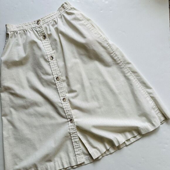 Vintage The Villager Button Down Skirt Midi Pockets Ivory Women’s Size 10 - Picture 1 of 11